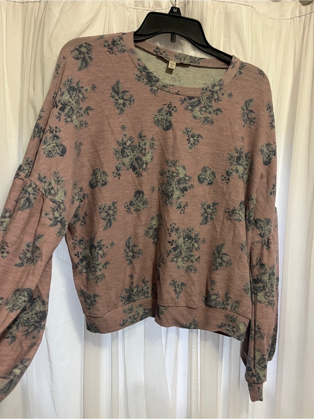 Gypsies & Moondust Mauve Pink Floral Crewneck Sweatshirt purple size X-Large